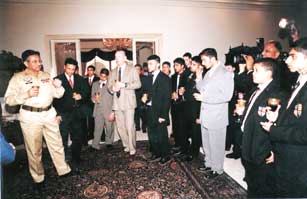 General Pervez Musharraf greeting the winners